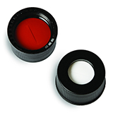 WISP 48 Cap (black) with Septa Red PTFE/Silicone 0.060" w/Slit, pk.100