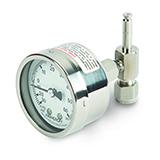 Male RAVEqc 3 Port Valve to 1/4" Compression fitting with Gauge, ea.