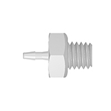 Adapter, PP, 10-32 male to 1/16" barbed, pk.10