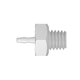 Adapter, PP, 10-32 male to 1/16" barbed, pk.10