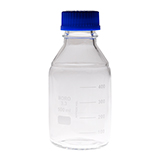 Safety-coated GL45 Glass Bottle 0.5L with solid Cap, ea.