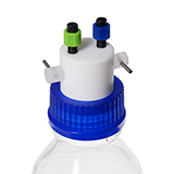 VICI Safety Cap Kit 2L, incl. 1x Safety Cap GL45 2 Ports with stopcock, 2L Safety-coated Glass Bottle, 3m PFA Tubing and No-Met 5µm Filter, ea.