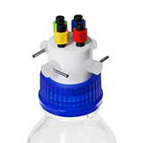 VICI Safety Cap Kit 2L, incl. 1x Safety Cap GL45 4 Ports with stopcock, 2L Safety-coated Glass Bottle, 3m PFA Tubing and No-Met 5µm Filter, ea.