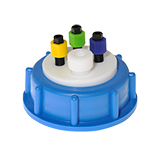 VICI Waste Cap, S51, 3 Ports (1/4"-28 Thread) and 1 Port (1/2-20 Thread) for 1/4" OD Tubing (incl. Nuts Ferrules and Plug), ea.