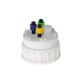 VICI Waste Cap, B53, 3 Ports (1/4"-28 Thread) and 1 Port (1/2-20 Thread) for 1/4" OD Tubing (incl. Nuts Ferrules and Plug), ea.