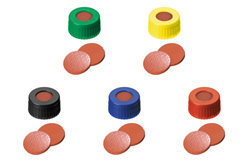 ND9 Short Thread Screw Caps with Septa Natural Rubber/TEF