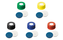 9-425 Screw Caps with Septa Silicone/PTFE - slitted, "-" Cut