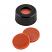 ND9 Short Thread Screw Caps (black) with Septa Silicone Rubber/PTFE (red/transparent), pk.100