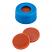 ND9 Short Thread Screw Caps (blue) with Septa Silicone Rubber/PTFE (red/transparent), pk.100