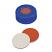Snap Ring Cap soft version (blue) with Septa RedRubber/PTFE (red/beige), 45° shore A, 1.0mm, pk.1000