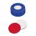 Snap Ring Cap soft version (blue) with Septa Silicone/PTFE (white/red), 45° shore A, 1.3mm, pk.1000 - UltraClean