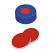 Snap Ring Cap soft version (blue) with Septa PTFE/Silicone/PTFE (red/white/red), 45° shore A, 1.0mm, pk.1000