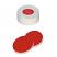 Snap Ring Cap soft version (transparent) with Septa PTFE/Silicone/PTFE (red/white/red), 45° shore A, 1.0mm, pk.1000