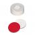 Snap Ring Cap soft version (transparent) with slitted Septa Silicone/PTFE (white/red), 45° shore A, 1.3mm, pk.1000 - "Y"-Cut