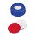 Snap Ring Cap soft version (blue) with slitted Septa Silicone/PTFE (white/red), 45° shore A, 1.3mm, pk.1000 - "Y"-Cut
