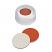 9-425 Screw Cap (transparent) with Septa RedRubber/PTFE (red/beige), 45° shore A, 1.0mm, pk.1000