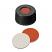 9-425 Screw Cap (black) with Septa RedRubber/PTFE (red/beige), 45° shore A, 1.0mm, pk.1000