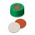 9-425 Screw Cap (green) with Septa RedRubber/PTFE (red/beige), 45° shore A, 1.0mm, pk.1000