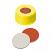 9-425 Screw Cap (yellow) with Septa RedRubber/PTFE (red/beige), 45° shore A, 1.0mm, pk.1000