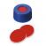 9-425 Screw Cap (blue) with Septa PTFE/Silicone/PTFE (red/white/red), 45° shore A, 1.0mm, pk.1000