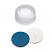 9-425 Screw Cap (transparent) with slitted Septa Silicone/PTFE (white/blue), 55° shore A, 1.0mm, pk.1000