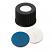 10-425 Screw Cap (black) with slitted Septa Silicone/PTFE (white/blue), 55° shore A, 1.5mm, pk.1000