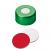 11mm Crimp Cap (green) with Septa Silicone/PTFE (white/red), 45° shore A, 1.3mm, pk.1000 - UltraClean