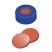 Snap Ring Cap (blue) with Septa Natural Rubber/TEF (red-orange/transparent), 60° shore A, 1.0mm, pk.1000