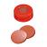 Snap Ring Cap (red) with Septa Natural Rubber/TEF (red-orange/transparent), 60° shore A, 1.0mm, pk.1000