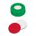 Snap Ring Cap (green) with Septa Silicone/PTFE (white/red), 45° shore A, 1.3mm, , pk.1000 - UltraClean