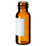 1.5ml Screw Neck Vial 32 x 11.6mm (amber) with label & filling lines, 8-425, narrow opening, pk.100 - Silanized