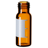 1.5ml Short Thread Vial 32 x 11.6mm (amber) with label & filling lines, wide opening, pk.100 - Silanized