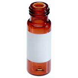 0.3ml Short Thread Vial 32 x 11.6mm (amber) with label, integrated insert, pk.100 - Base Bonded