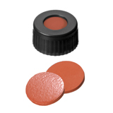 ND9 Short Thread Screw Caps (black) with Septa Natural Rubber/TEF, pk.100