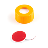 ND9 Short Thread Screw Caps (orange) with Septa Silicone/PTFE, pk.100