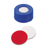 ND9 Short Thread Screw Caps (blue) with Septa Silicone/PTFE, pk.100