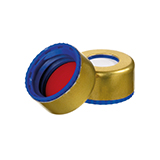 ND9 Magnetic Short Thread Screw Caps (gold) with Septa Silicone/PTFE, pk.100