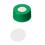 ND9 Short Thread Screw Caps (green) with Septa PTFE only, pk.100