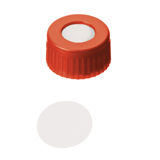 ND9 Short Thread Screw Caps (red) with Septa PTFE only, pk.100