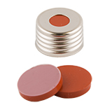 ND18 Magnetic Screw Cap (8mm hole) with UHT Silicone/PTFE Septa (darkred/blue), 3mm, 45° shore A, pk.100