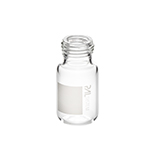 PAL System Vial 10CV, 10ml Clear Glass with Label, designed for the PAL Autosampler. 46x22.5mm, 1st Class Hydrolytic Glass, with flat finish for better sealing, fits ND18 Screw Caps, Pk of 100 Pcs