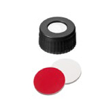 9-425 Ultra Bond Screw Cap (black) with Septa Silicone/PTFE (white/red), 45ø shore A, 1.3mm, pk.1000