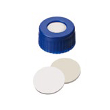 9-425 Ultra Bond Screw Cap (blue) with Septa Silicone/PTFE (beige/white), 45ø shore A, 1.3mm, pk.1000