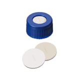 9-425 Ultra Bond Screw Cap (blue) with slitted Septa Silicone/PTFE (beige/white), 45ø shore A, 1.3mm, pk.1000