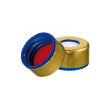 9-425 Magnetic Screw Cap (blue) with assembled magnetic cap (gold), with Septa Silicone/PTFE (white/red), 55ø shore A, 1.0mm, pk.1000 - UltraClean
