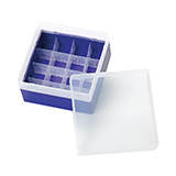 PP Storage Box for 28mm OD EPA Vials (violett), 130 x 130 x 80mm, 16 Position, ea.