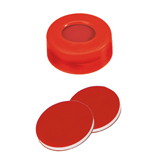 Snap Ring Cap (red) with Septa PTFE/Silicone/PTFE, pk.100