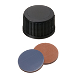 PP Screw Cap without Hole (black) for 18-400 Screw Neck, Septa Silicone Rubber/PTFE, pk.100